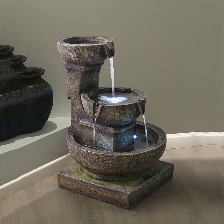 resin water fountain with light